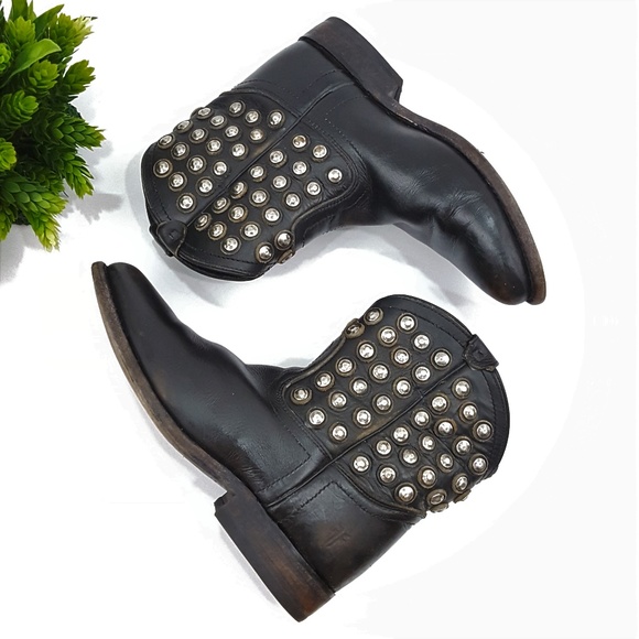 Frye Shoes - Frye Wyatt Disc Studded Distressed Cowboy Boot